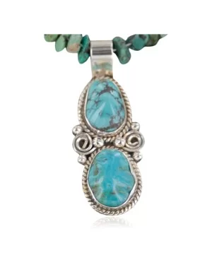 Handmade Certified Authentic Navajo .925 Sterling Silver Natural Turquoise Native American Necklace 390658387071