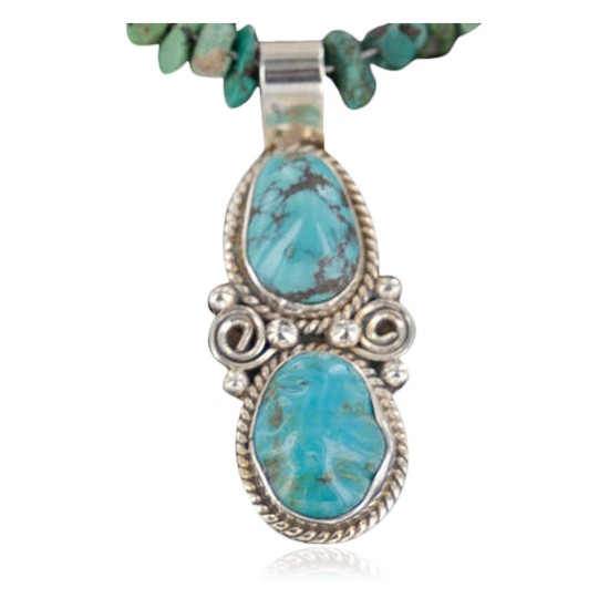 Handmade Certified Authentic Navajo .925 Sterling Silver Natural Turquoise Native American Necklace 390658387071