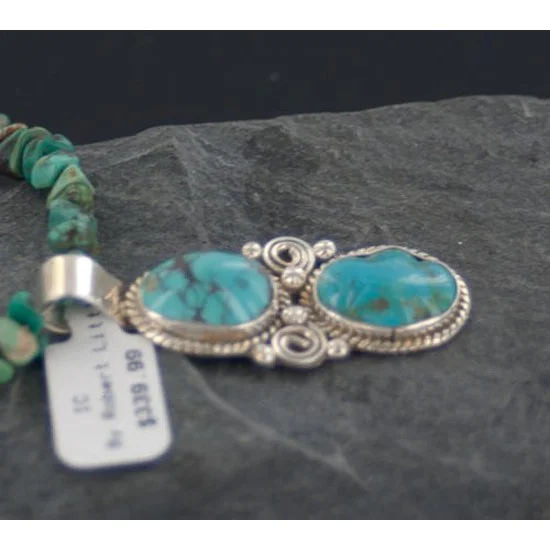 Handmade Certified Authentic Navajo .925 Sterling Silver Natural Turquoise Native American Necklace 390658387071