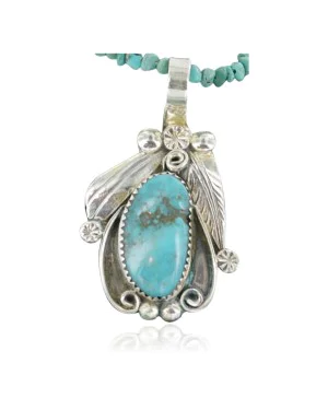 Handmade Certified Authentic Navajo .925 Sterling Silver Natural Turquoise Native American Necklace 390669128027
