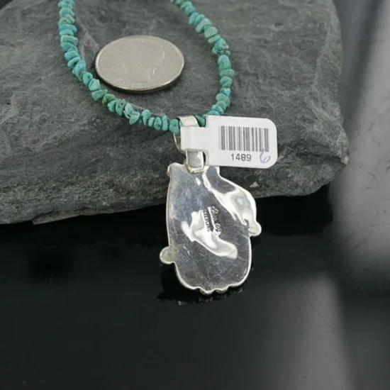 Handmade Certified Authentic Navajo .925 Sterling Silver Natural Turquoise Native American Necklace 390669128027 Handmade Certified Authentic Navajo .925 Sterling Silver Natural Turquoise Native American Necklace 390669128027