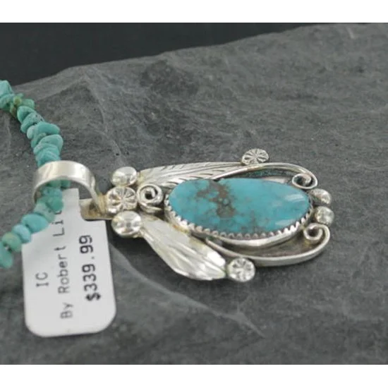 Handmade Certified Authentic Navajo .925 Sterling Silver Natural Turquoise Native American Necklace 390669128027 Handmade Certified Authentic Navajo .925 Sterling Silver Natural Turquoise Native American Necklace 390669128027