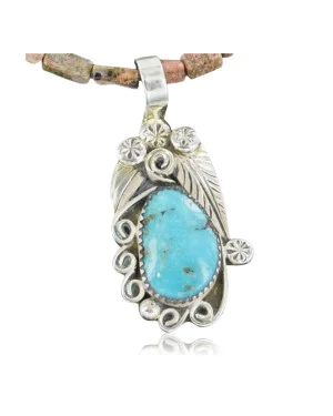 Handmade Certified Authentic Navajo .925 Sterling Silver Natural Turquoise Native American Necklace 390675773233