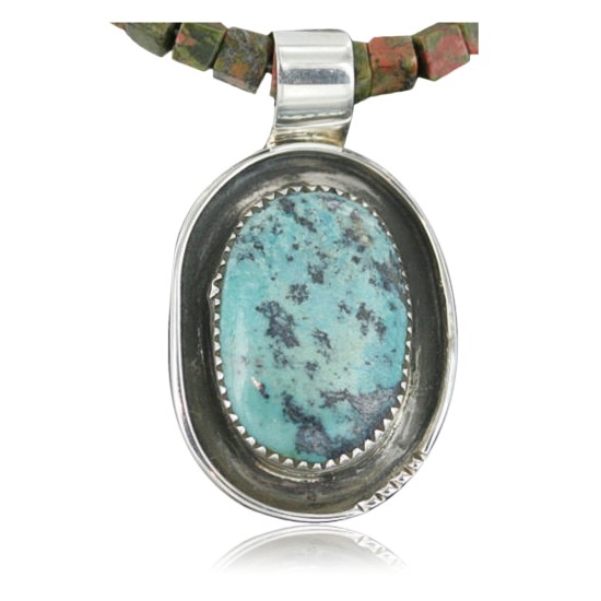 Handmade Certified Authentic Navajo .925 Sterling Silver Natural Turquoise Native American Necklace 390680690071