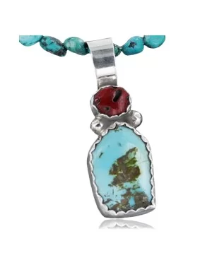 Handmade Certified Authentic Navajo .925 Sterling Silver Natural Turquoise Native American Necklace 390683045015