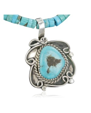 Handmade Certified Authentic Navajo .925 Sterling Silver Natural Turquoise Native American Necklace 390697239936