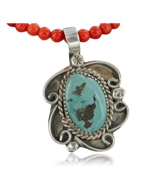 Handmade Certified Authentic Navajo .925 Sterling Silver Natural Turquoise Native American Necklace 390702799202