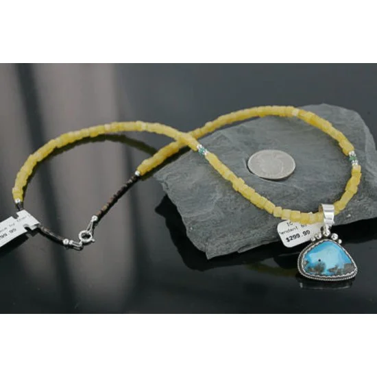 Handmade Certified Authentic Navajo .925 Sterling Silver Natural Turquoise Native American Necklace 390713594023