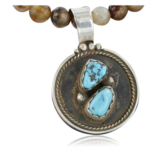 Handmade Certified Authentic Navajo .925 Sterling Silver Natural Turquoise Native American Necklace 390725941555