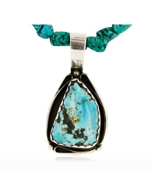 Handmade Certified Authentic Navajo .925 Sterling Silver Natural Turquoise Native American Necklace 390737814258