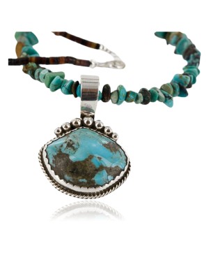 Handmade Certified Authentic Navajo .925 Sterling Silver Natural Turquoise Native American Necklace 390754008677