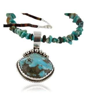 Handmade Certified Authentic Navajo .925 Sterling Silver Natural Turquoise Native American Necklace 390754008677