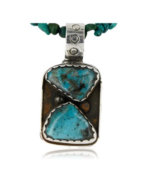 Handmade Certified Authentic Navajo .925 Sterling Silver Natural Turquoise Native American Necklace 390757103602