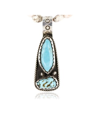 Handmade Certified Authentic Navajo .925 Sterling Silver Natural Turquoise Native American Necklace 390761099312