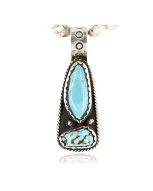 Handmade Certified Authentic Navajo .925 Sterling Silver Natural Turquoise Native American Necklace 390761099312