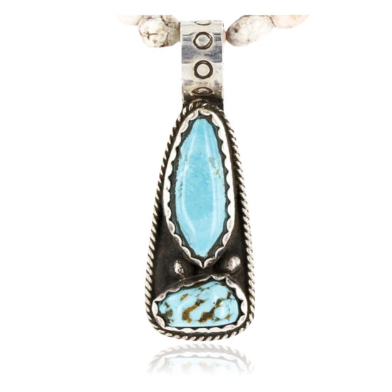 Handmade Certified Authentic Navajo .925 Sterling Silver Natural Turquoise Native American Necklace 390761099312
