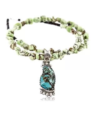 Handmade Certified Authentic Navajo .925 Sterling Silver Natural Turquoise Native American Necklace 390762385761