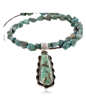Handmade Certified Authentic Navajo .925 Sterling Silver Natural Turquoise Native American Necklace 390766020857