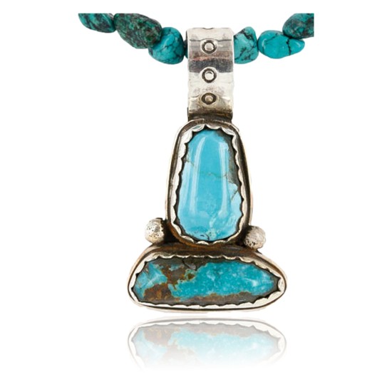 Handmade Certified Authentic Navajo .925 Sterling Silver Natural Turquoise Native American Necklace 390777345694