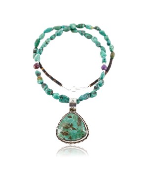 Handmade Certified Authentic Navajo .925 Sterling Silver Natural Turquoise Native American Necklace 390784143877