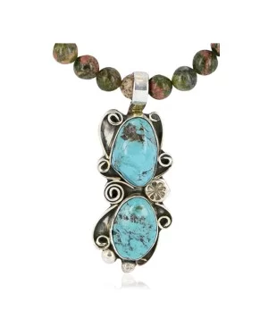 Handmade Certified Authentic Navajo .925 Sterling Silver Natural Turquoise Native American Necklace 390793994987
