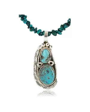 Handmade Certified Authentic Navajo .925 Sterling Silver Natural Turquoise Native American Necklace 390803903169