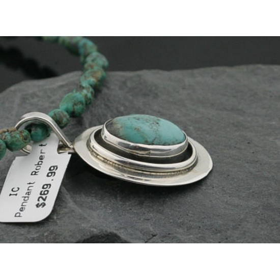Handmade Certified Authentic Navajo .925 Sterling Silver Natural Turquoise Native American Necklace & Pendant 370947399987 Handmade Certified Authentic Navajo .925 Sterling Silver Natural Turquoise Native American Necklace & Pendant 370947399987