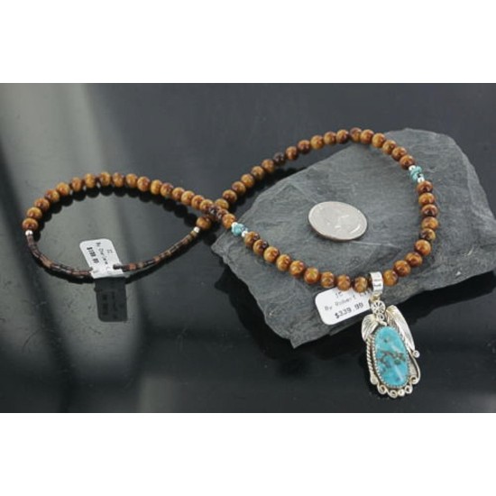 Handmade Certified Authentic Navajo .925 Sterling Silver Natural Turquoise Native American Necklace & Pendant 390669698816 Handmade Certified Authentic Navajo .925 Sterling Silver Natural Turquoise Native American Necklace & Pendant 390669698816
