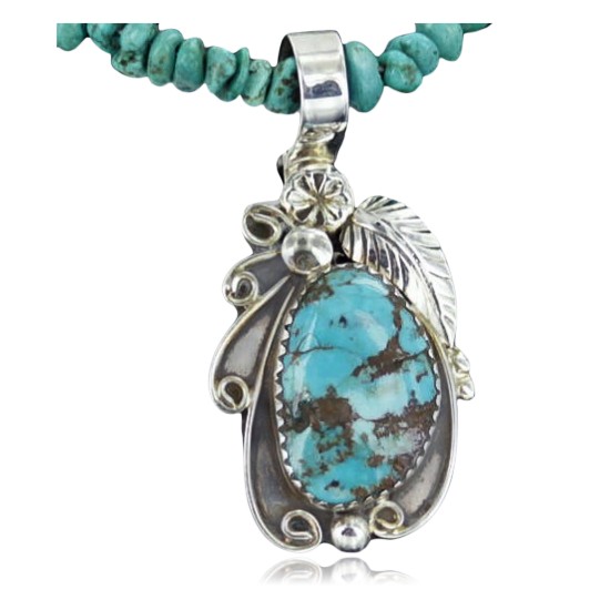 Handmade Certified Authentic Navajo .925 Sterling Silver Natural Turquoise Native American Necklace & Pendant 390669732625