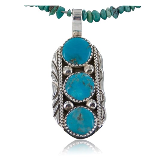 Handmade Certified Authentic Navajo .925 Sterling Silver Natural Turquoise Native American Necklace & Pendant 390683552067