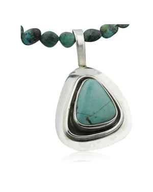 Handmade Certified Authentic Navajo .925 Sterling Silver Natural Turquoise Native American Necklace & Pendant 390706194200