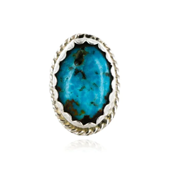 Handmade Certified Authentic Navajo .925 Sterling Silver Natural Turquoise Native American Ring  16934