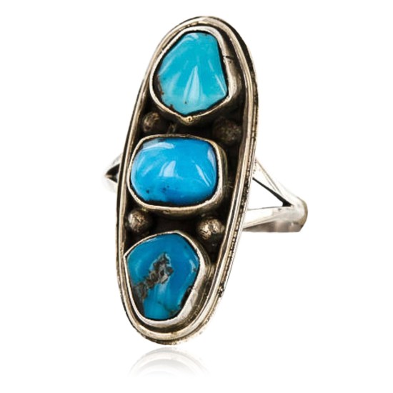 Handmade Certified Authentic Navajo .925 Sterling Silver Natural Turquoise Native American Ring  371064208122