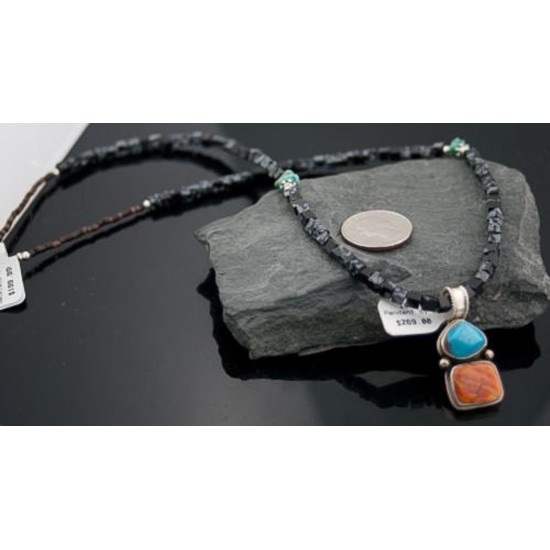 Handmade Certified Authentic Navajo .925 Sterling Silver Natural Turquoise Spiny Oyster Native American Necklace 390592060532 Handmade Certified Authentic Navajo .925 Sterling Silver Natural Turquoise Spiny Oyster Native American Necklace 390592060532