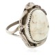 Handmade Certified Authentic Navajo .925 Sterling Silver Natural White Buffalo Native American Ring 18297-2