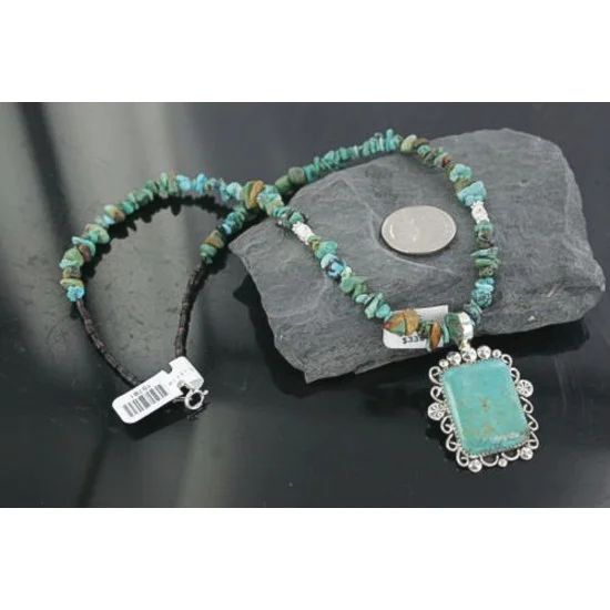Handmade Certified Authentic Navajo .925 Sterling Silver NaturalONE Mountain Turquoise Native American Necklace 370911843682 Handmade Certified Authentic Navajo .925 Sterling Silver NaturalONE Mountain Turquoise Native American Necklace 370911843682