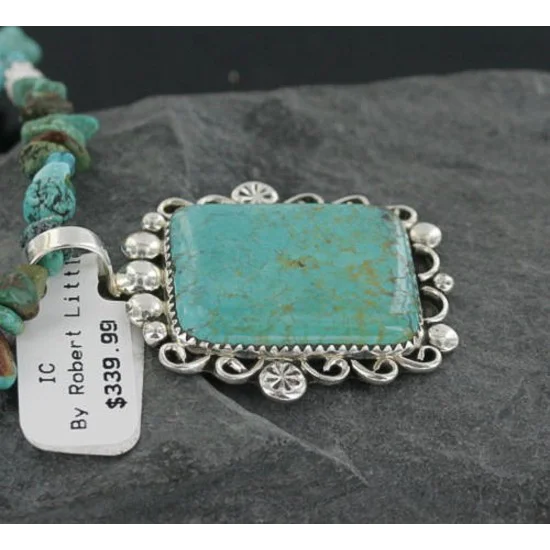 Handmade Certified Authentic Navajo .925 Sterling Silver NaturalONE Mountain Turquoise Native American Necklace 370911843682 Handmade Certified Authentic Navajo .925 Sterling Silver NaturalONE Mountain Turquoise Native American Necklace 370911843682