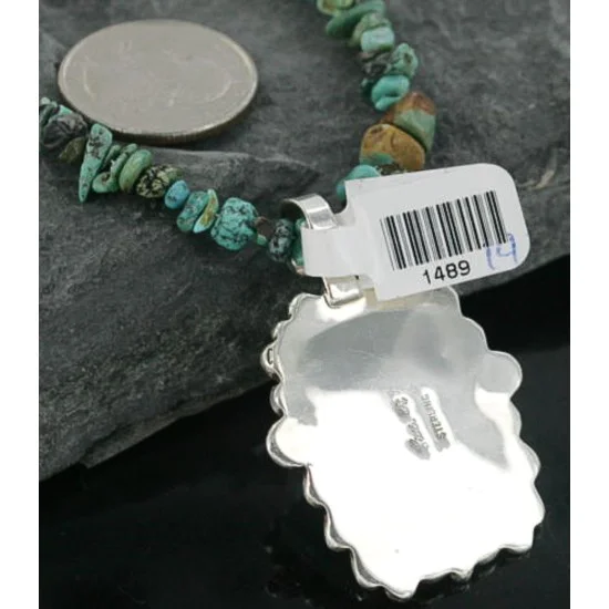 Handmade Certified Authentic Navajo .925 Sterling Silver NaturalONE Mountain Turquoise Native American Necklace 370911843682 Handmade Certified Authentic Navajo .925 Sterling Silver NaturalONE Mountain Turquoise Native American Necklace 370911843682