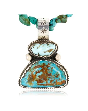 Handmade Certified Authentic Navajo .925 Sterling Silver NaturalONE Mountain Turquoise Native American Necklace 390764939668