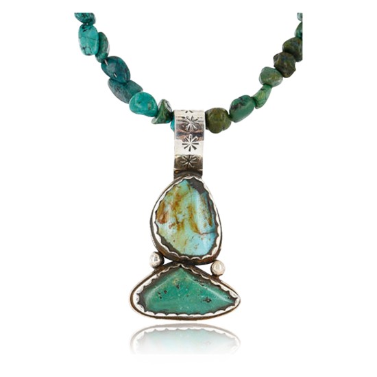 Handmade Certified Authentic Navajo .925 Sterling Silver PILOT Mountain and ST Turquoise Native American Necklace 390767885008
