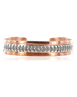 Handmade Certified Authentic Navajo .925 Sterling Silver Pure Copper Native American Bracelet 12902-2