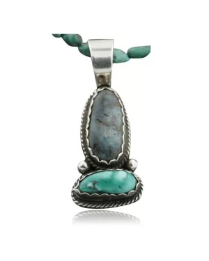 Handmade Certified Authentic Navajo .925 Sterling Silver RED Mountain and Turquoise Native American Necklace 370974617648