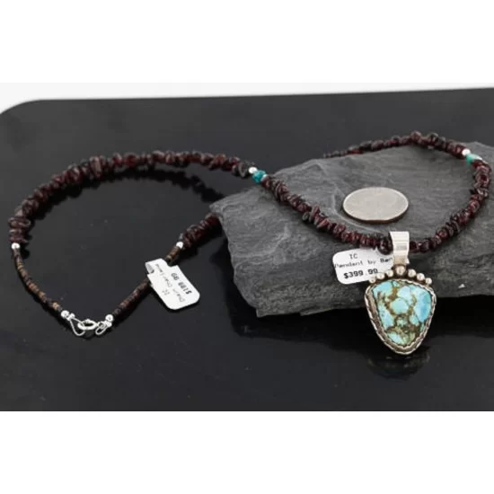 Handmade Certified Authentic Navajo .925 Sterling Silver Rough Turquoise Native American Necklace 390747411013