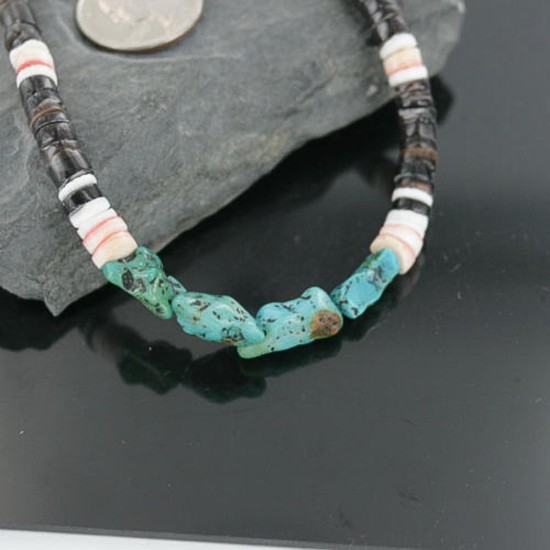 Handmade Certified Authentic Navajo .925 Sterling Silver Spiny Oyster and Turquoise Graduated Heishi Native American Necklace 370922209464 Handmade Certified Authentic Navajo .925 Sterling Silver Spiny Oyster and Turquoise Graduated Heishi Native American Necklace 370922209464