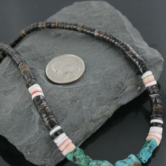 Handmade Certified Authentic Navajo .925 Sterling Silver Spiny Oyster and Turquoise Graduated Heishi Native American Necklace 370922209464 Handmade Certified Authentic Navajo .925 Sterling Silver Spiny Oyster and Turquoise Graduated Heishi Native American Necklace 370922209464