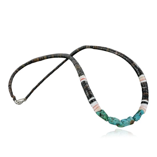 Handmade Certified Authentic Navajo .925 Sterling Silver Spiny Oyster and Turquoise Graduated Heishi Native American Necklace 370922209464 Handmade Certified Authentic Navajo .925 Sterling Silver Spiny Oyster and Turquoise Graduated Heishi Native American Necklace 370922209464