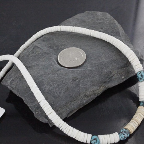 Handmade Certified Authentic Navajo .925 Sterling Silver Spiny Oyster and Turquoise, Graduated Heishi Native American Necklace 370927888522 Handmade Certified Authentic Navajo .925 Sterling Silver Spiny Oyster and Turquoise, Graduated Heishi Native American Necklace 370927888522