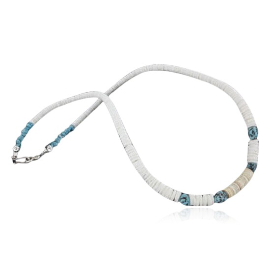 Handmade Certified Authentic Navajo .925 Sterling Silver Spiny Oyster and Turquoise, Graduated Heishi Native American Necklace 370927888522