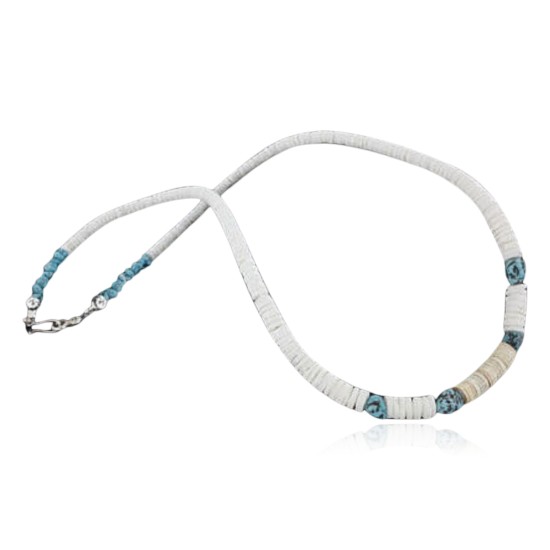 Handmade Certified Authentic Navajo .925 Sterling Silver Spiny Oyster and Turquoise, Graduated Heishi Native American Necklace 370927888522 Handmade Certified Authentic Navajo .925 Sterling Silver Spiny Oyster and Turquoise, Graduated Heishi Native American Necklace 370927888522