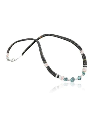 Handmade Certified Authentic Navajo .925 Sterling Silver Spiny Oyster and Turquoise Graduated Heishi Native American Necklace 390687533260